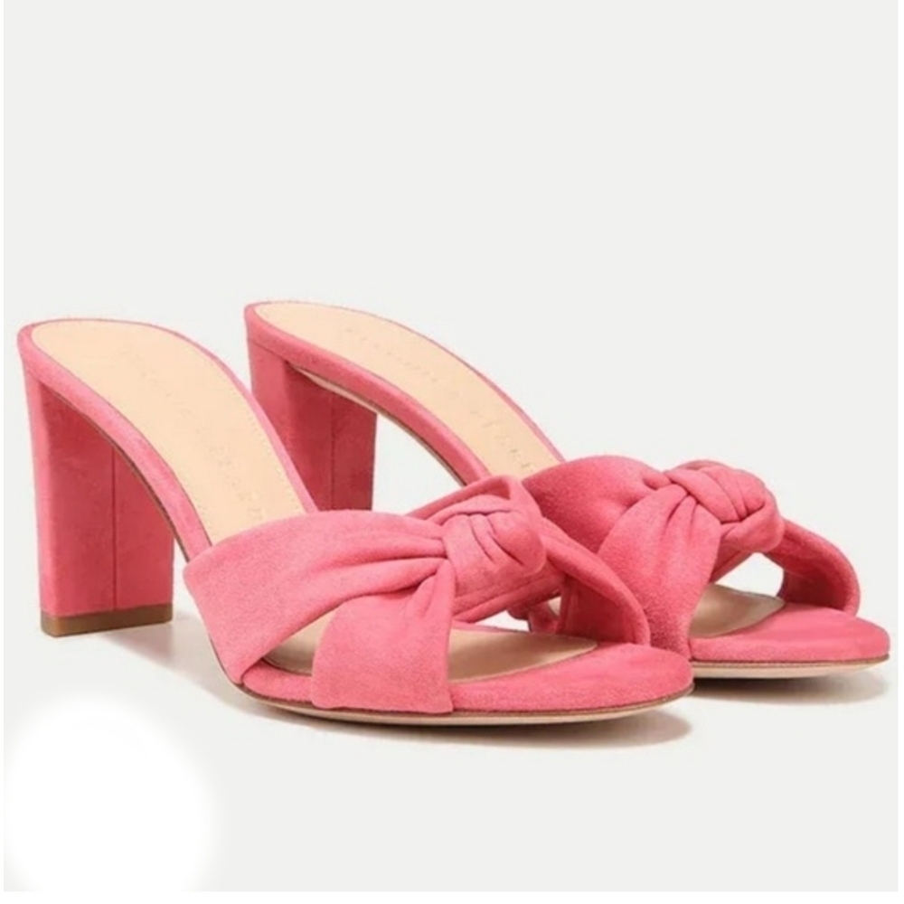Veronica Beard Women’s Ganita Knot-Front Slides Size 9 Pink Suede Sandals